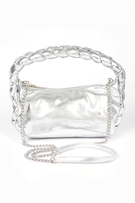 Metallic Braided Top Hanlde Convertable Bag - Undeniably LUXE