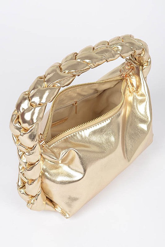 Metallic Braided Top Hanlde Convertable Bag - Undeniably LUXE