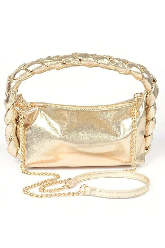 Metallic Braided Top Hanlde Convertable Bag - Undeniably LUXE