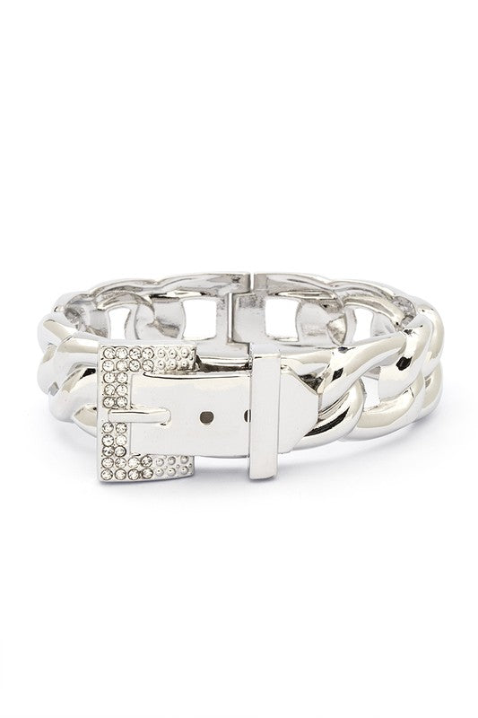 Crystal Buckle Chain Designed Iconic Bangle - Undeniably LUXE