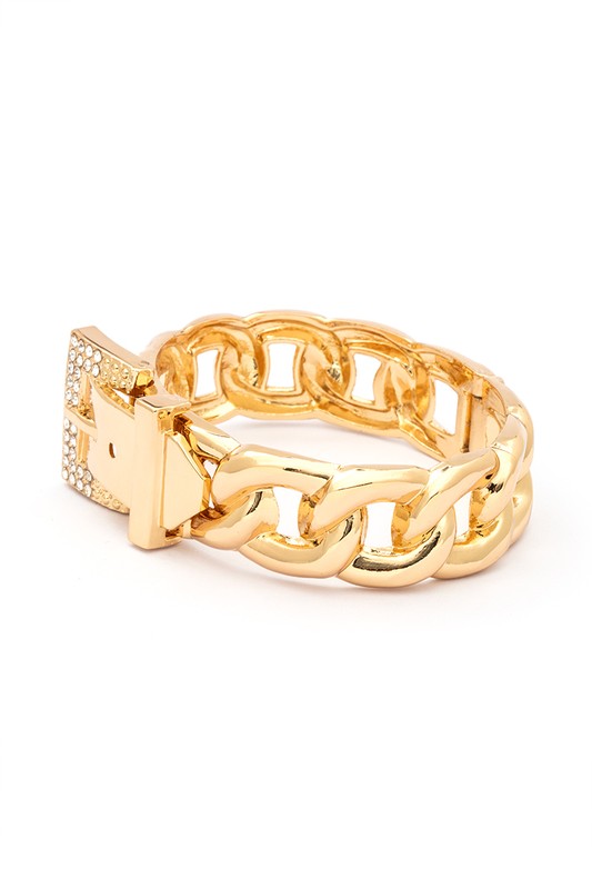 Crystal Buckle Chain Designed Iconic Bangle - Undeniably LUXE