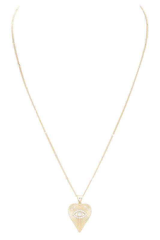 Vintage Inspired CZ Eye Heart Pendant Necklace - Undeniably LUXE