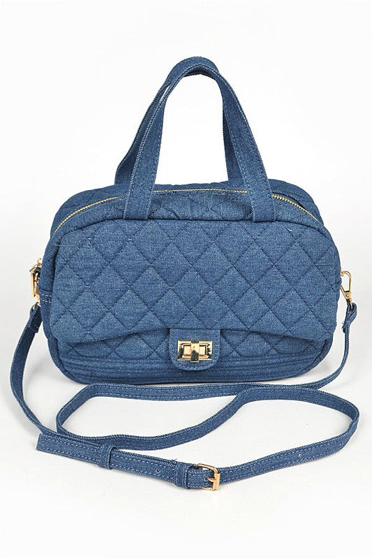 Quilted Denim Weekender Duffle Gym Bag - Undeniably LUXE