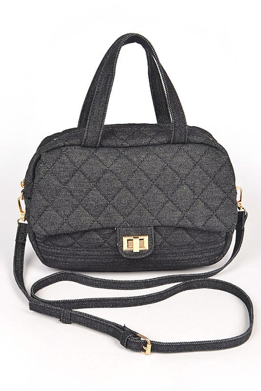 Quilted Denim Weekender Duffle Gym Bag - Undeniably LUXE