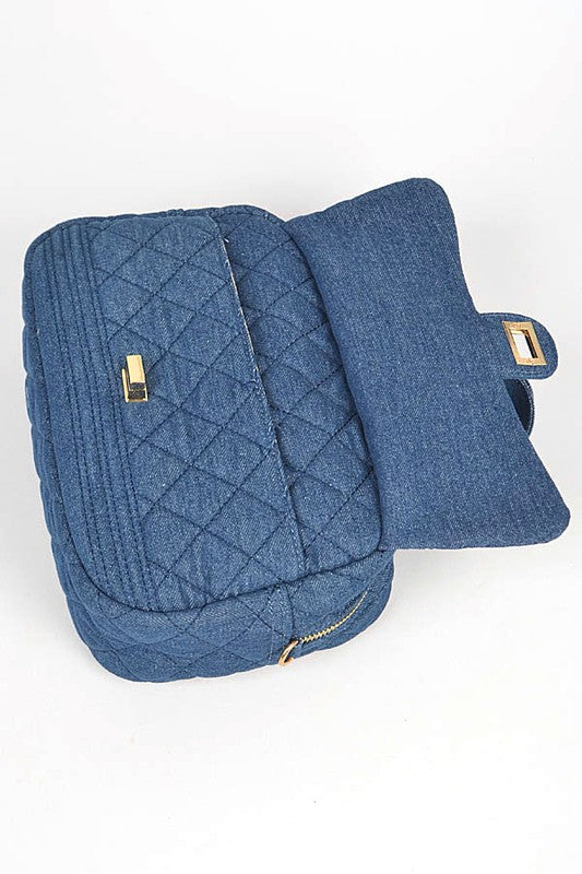 Quilted Denim Weekender Duffle Gym Bag - Undeniably LUXE