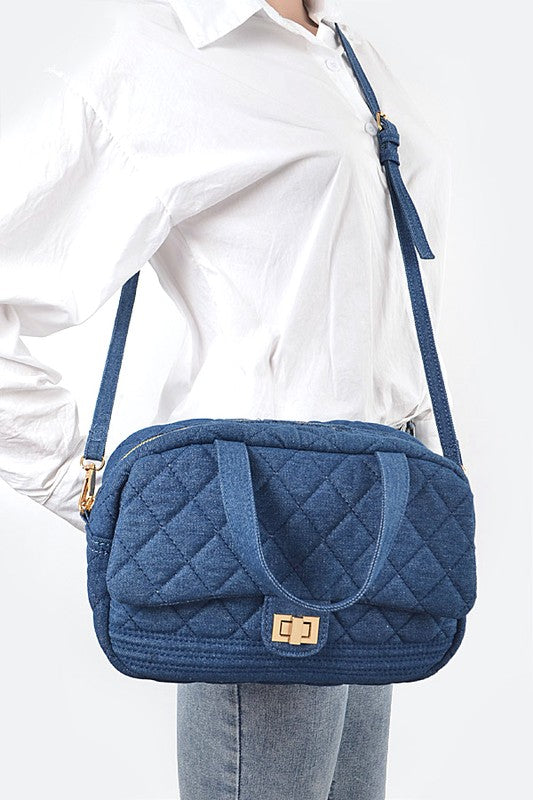 Quilted Denim Weekender Duffle Gym Bag - Undeniably LUXE