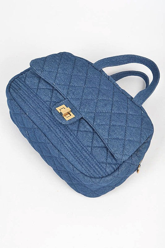 Quilted Denim Weekender Duffle Gym Bag - Undeniably LUXE