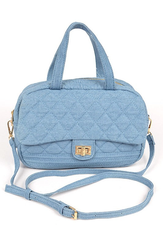Quilted Denim Weekender Duffle Gym Bag - Undeniably LUXE