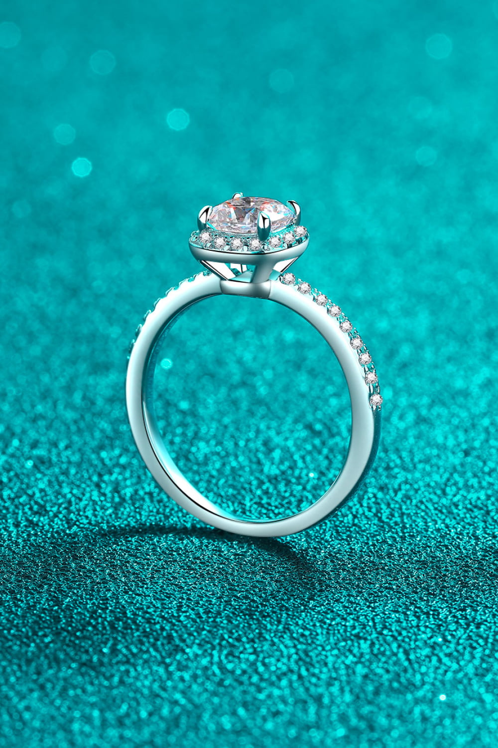 1 Carat Moissanite Sterling Silver Halo Ring