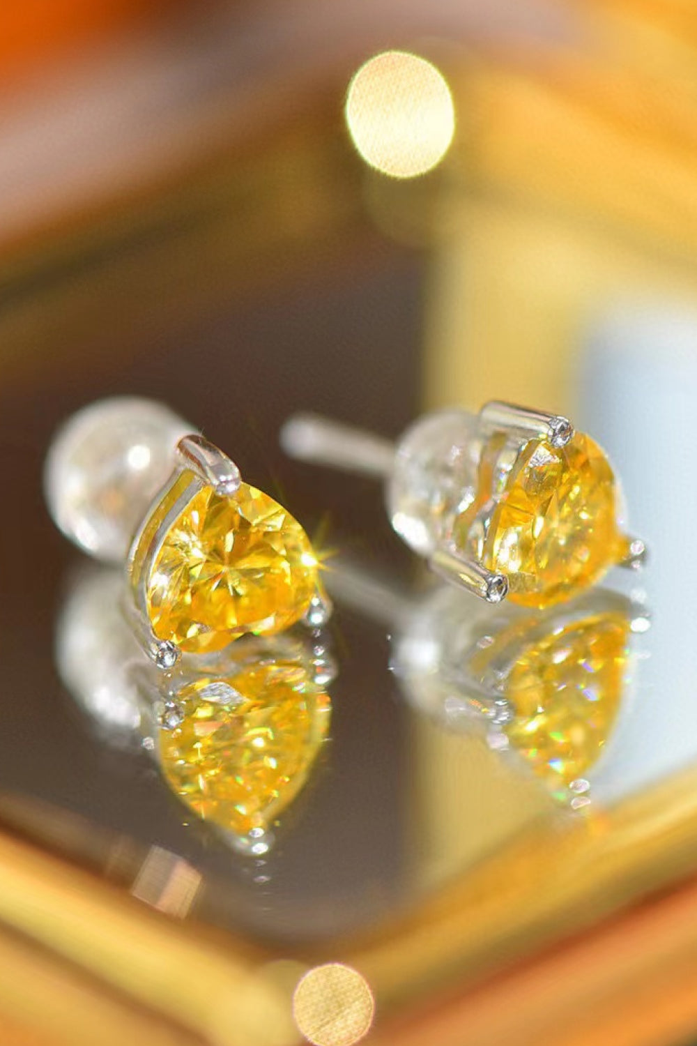 2 Carat Yellow Heart Moissanite Platinum-Plated Earrings - Undeniably LUXE