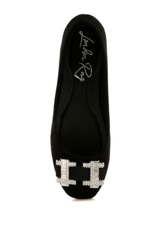 Pretty Rhinestone Buckle Detail Ballerinas - Undeniably LUXE