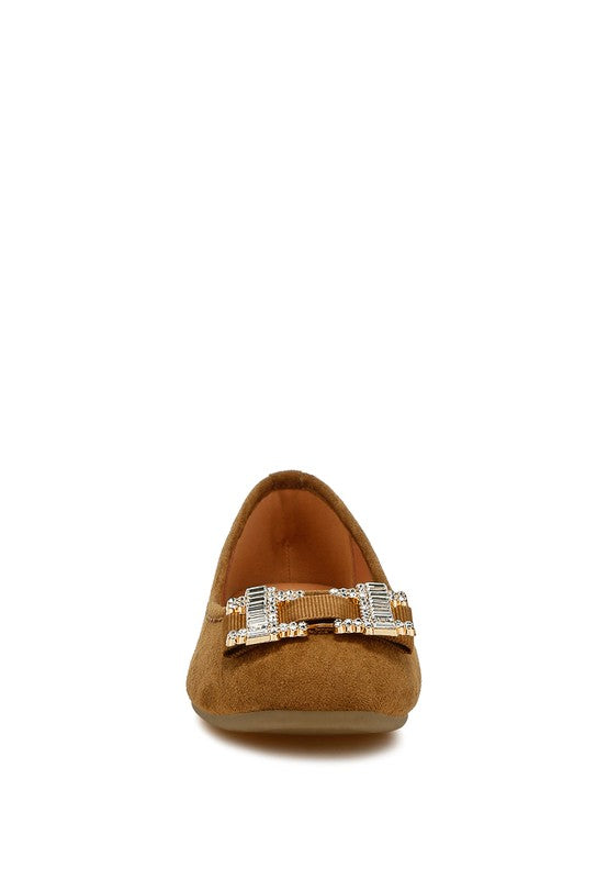 Pretty Rhinestone Buckle Detail Ballerinas - Undeniably LUXE