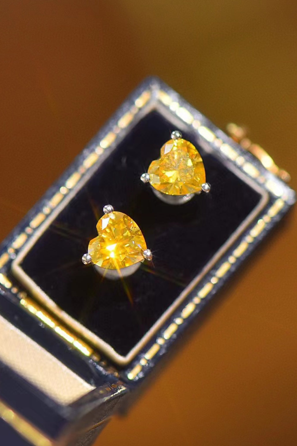 2 Carat Yellow Heart Moissanite Platinum-Plated Earrings - Undeniably LUXE