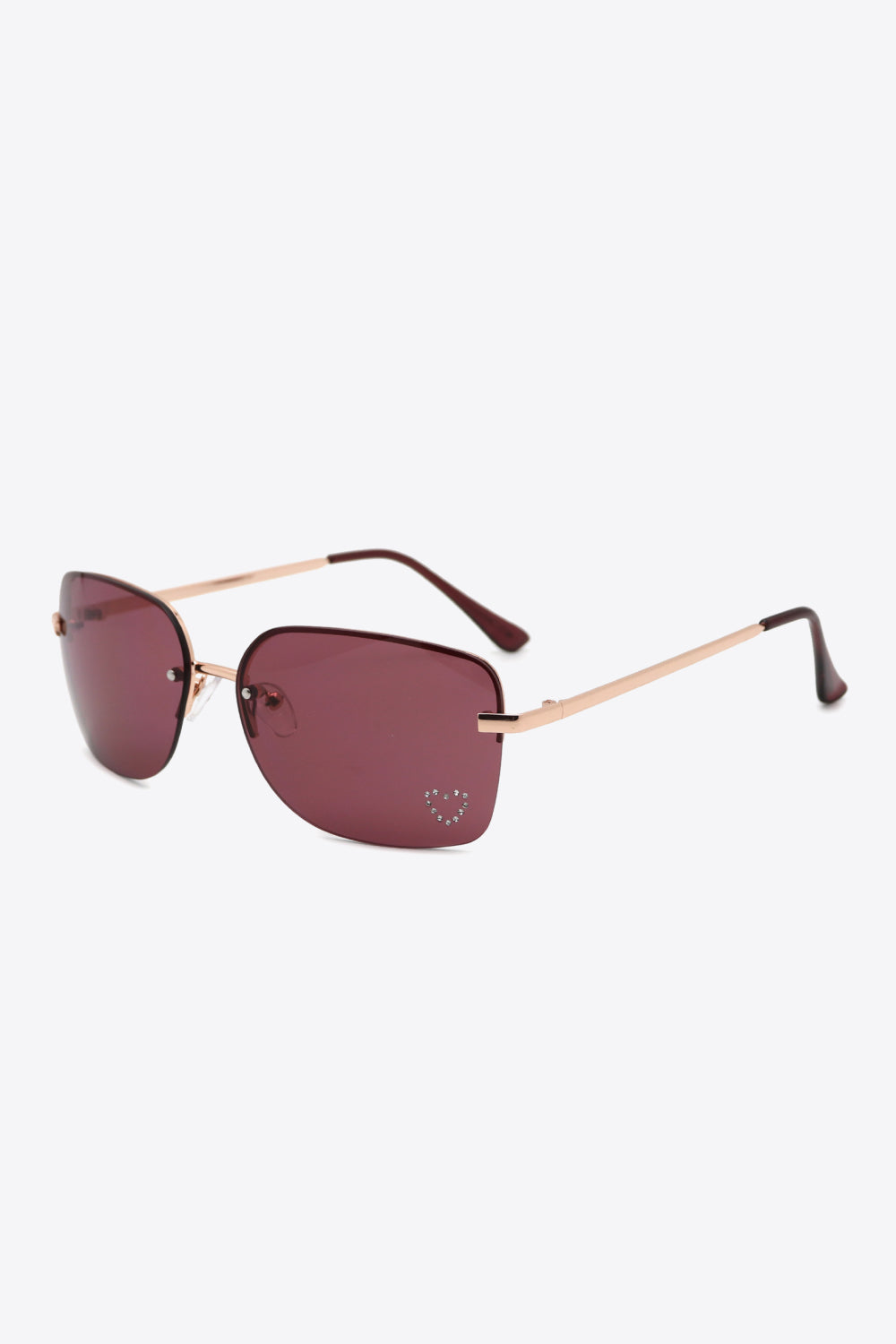 Rhinestone Heart Metal Frame Sunglasses - Undeniably LUXE
