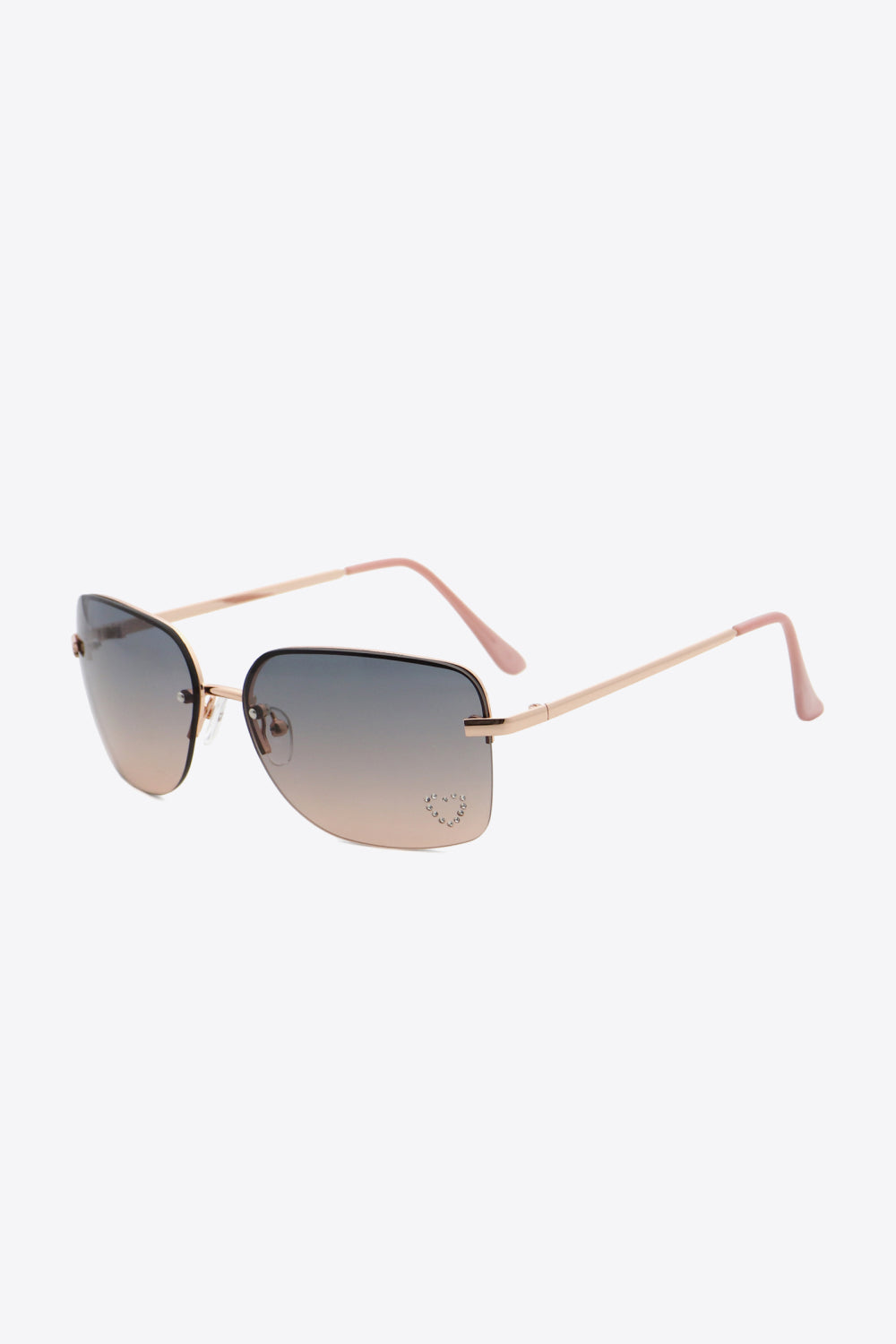 Rhinestone Heart Metal Frame Sunglasses - Undeniably LUXE