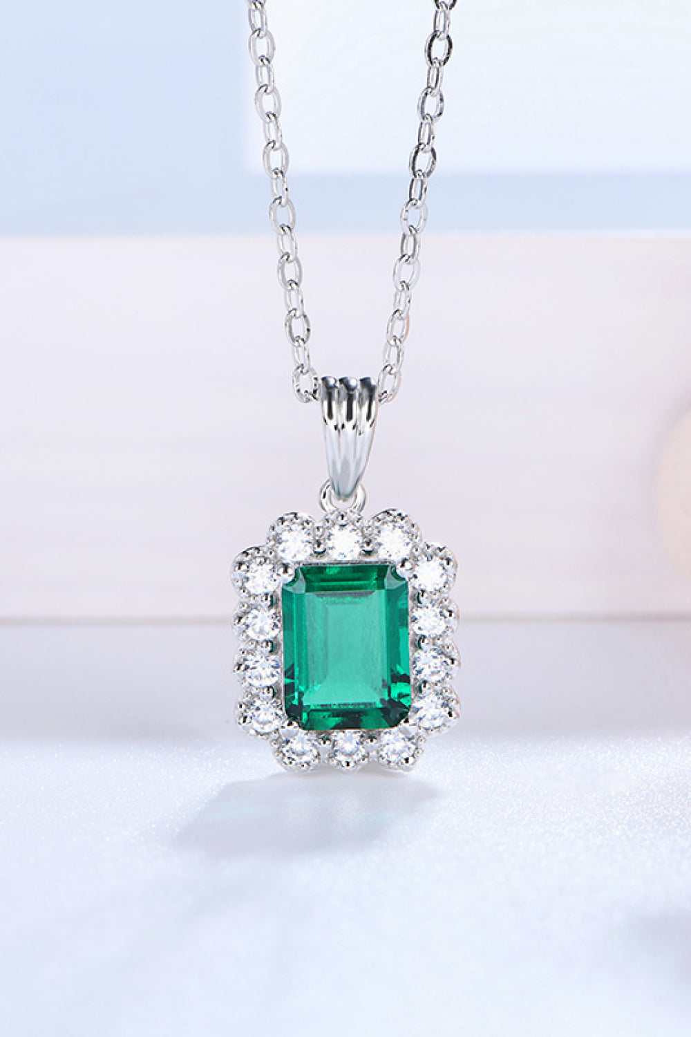 1.5 Carat Emerald Pendant Sterling Silver Necklace - Undeniably LUXE