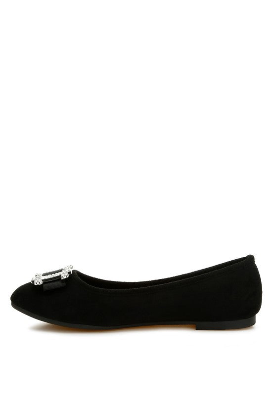 Pretty Rhinestone Buckle Detail Ballerinas - Undeniably LUXE