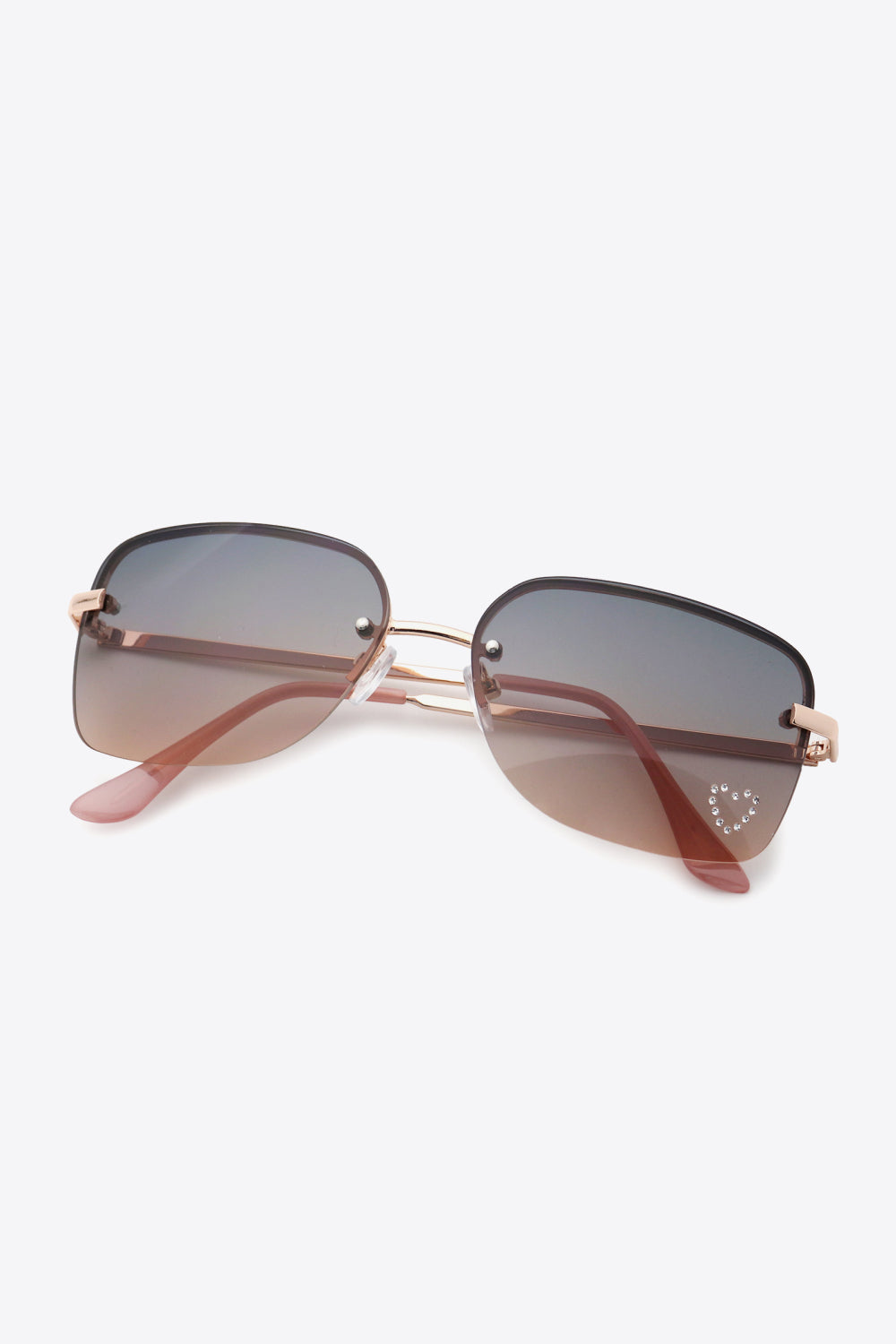 Rhinestone Heart Metal Frame Sunglasses - Undeniably LUXE