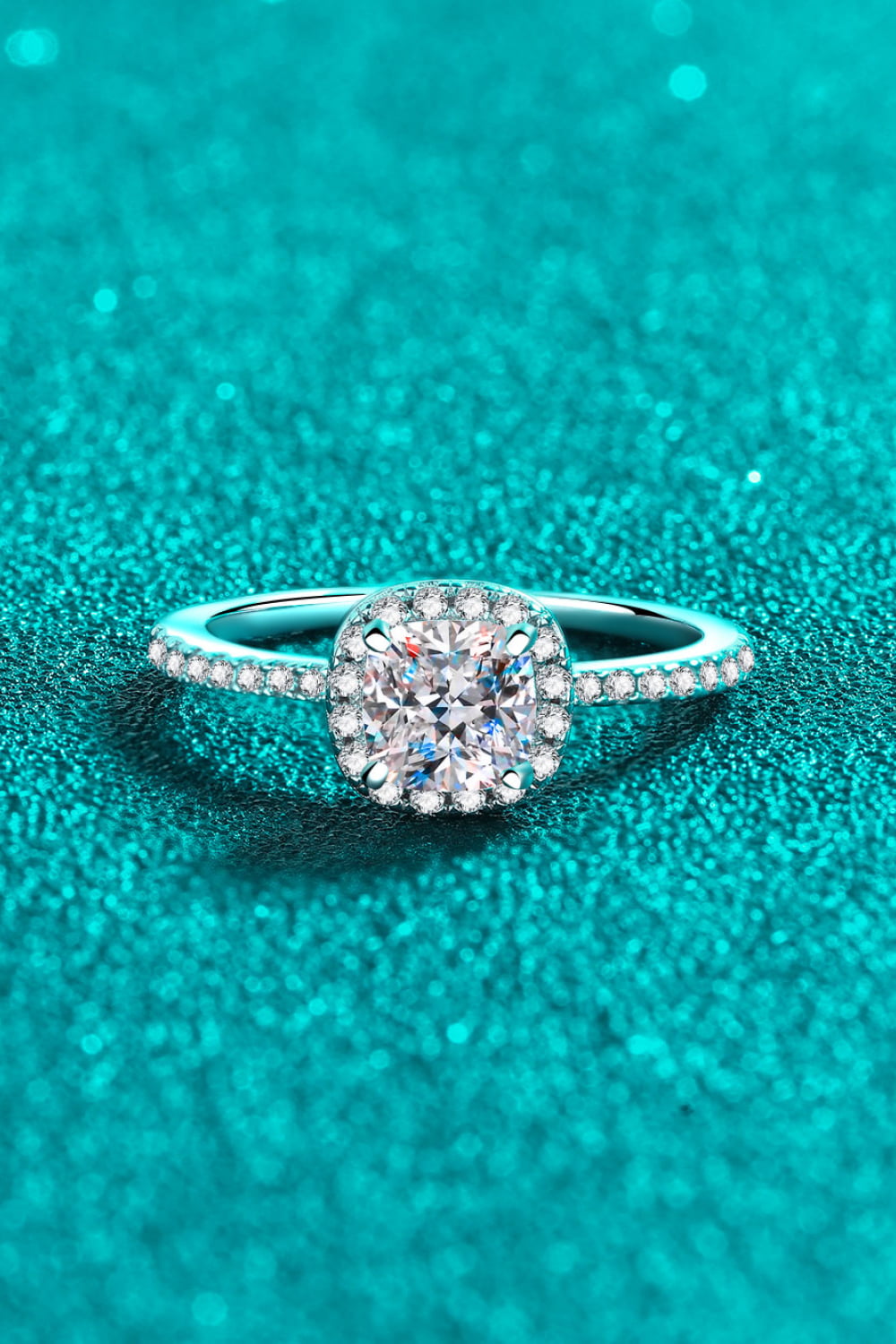 1 Carat Moissanite Sterling Silver Halo Ring