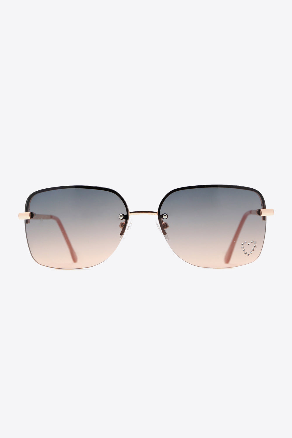 Rhinestone Heart Metal Frame Sunglasses - Undeniably LUXE