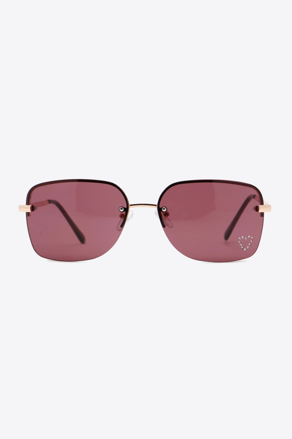 Rhinestone Heart Metal Frame Sunglasses - Undeniably LUXE