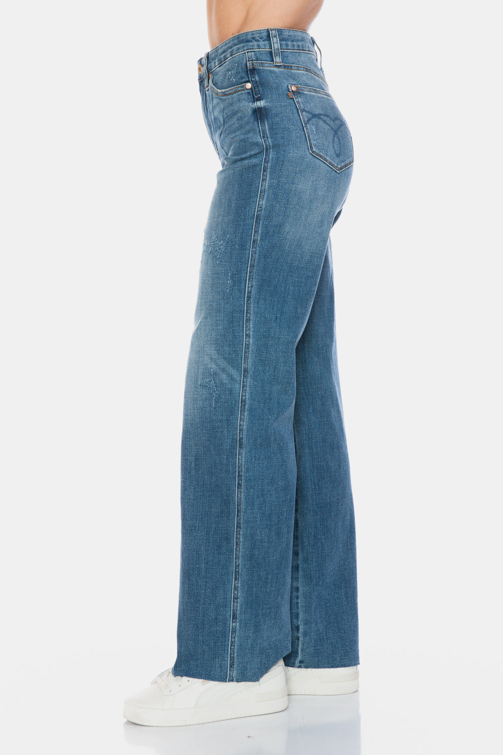 Judy Blue Full Size Tummy Control Cut Raw Hem Straight Jeans - Undeniably LUXE