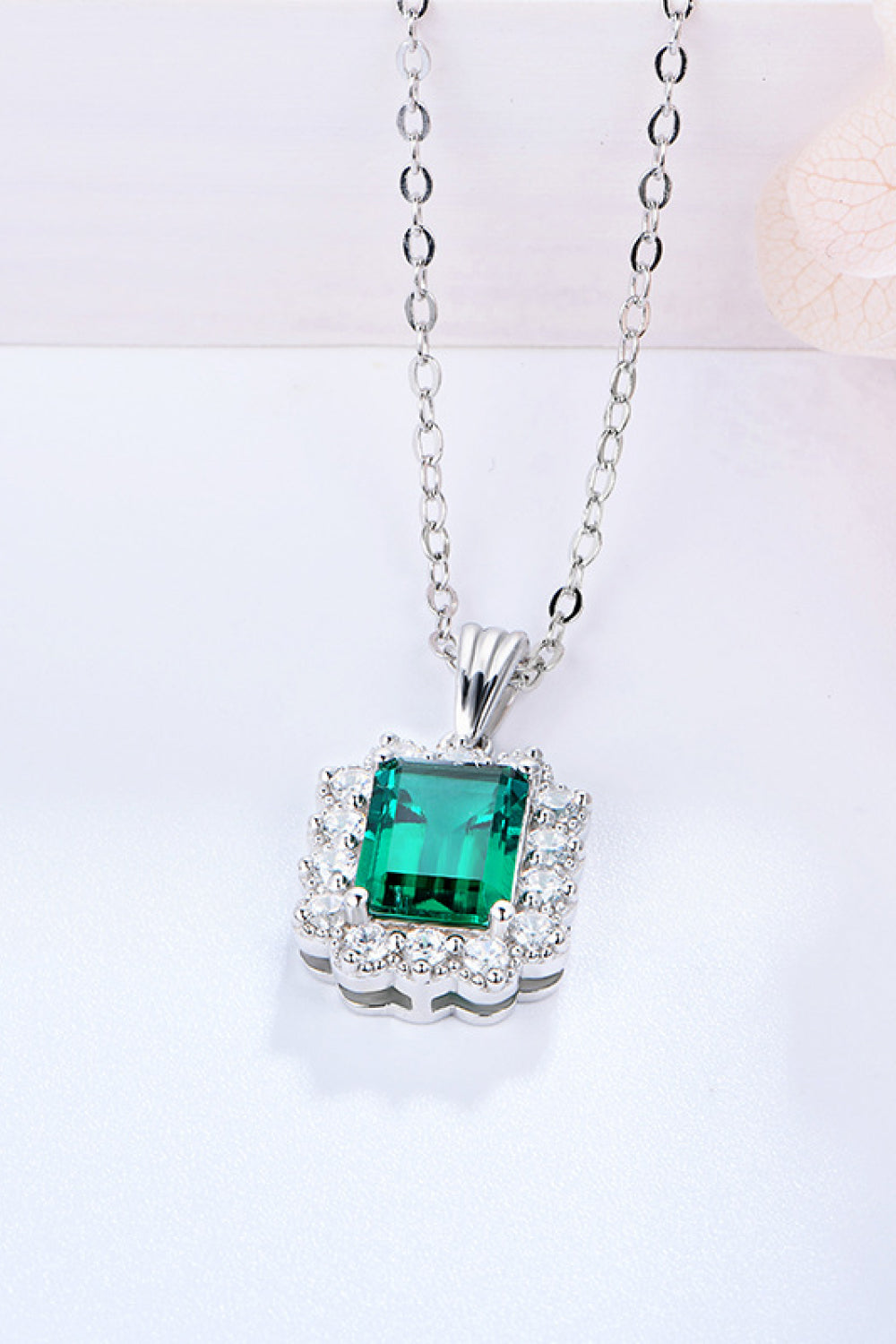 1.5 Carat Emerald Pendant Sterling Silver Necklace - Undeniably LUXE