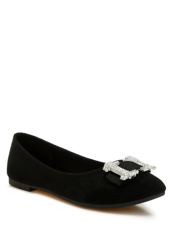 Pretty Rhinestone Buckle Detail Ballerinas - Undeniably LUXE