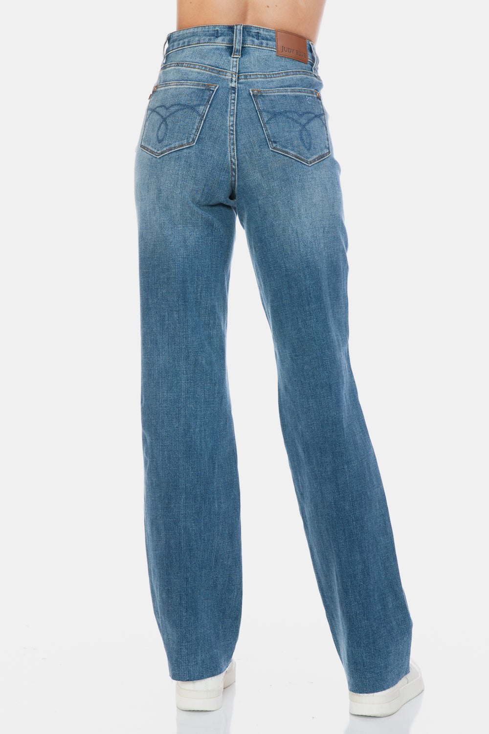 Judy Blue Full Size Tummy Control Cut Raw Hem Straight Jeans - Undeniably LUXE
