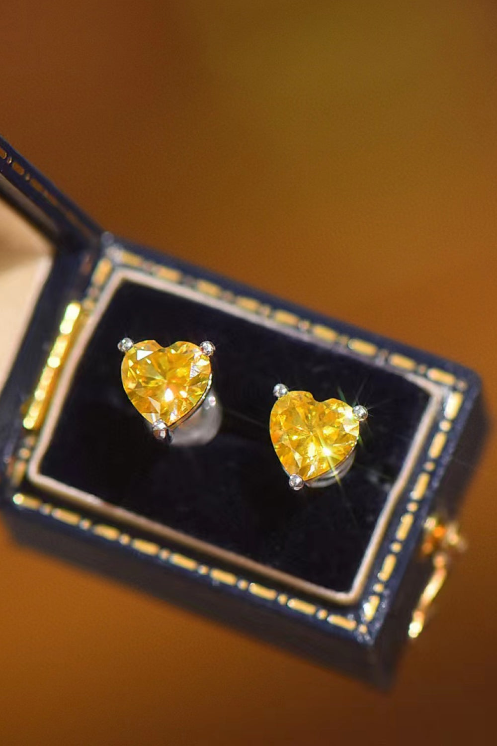 2 Carat Yellow Heart Moissanite Platinum-Plated Earrings - Undeniably LUXE