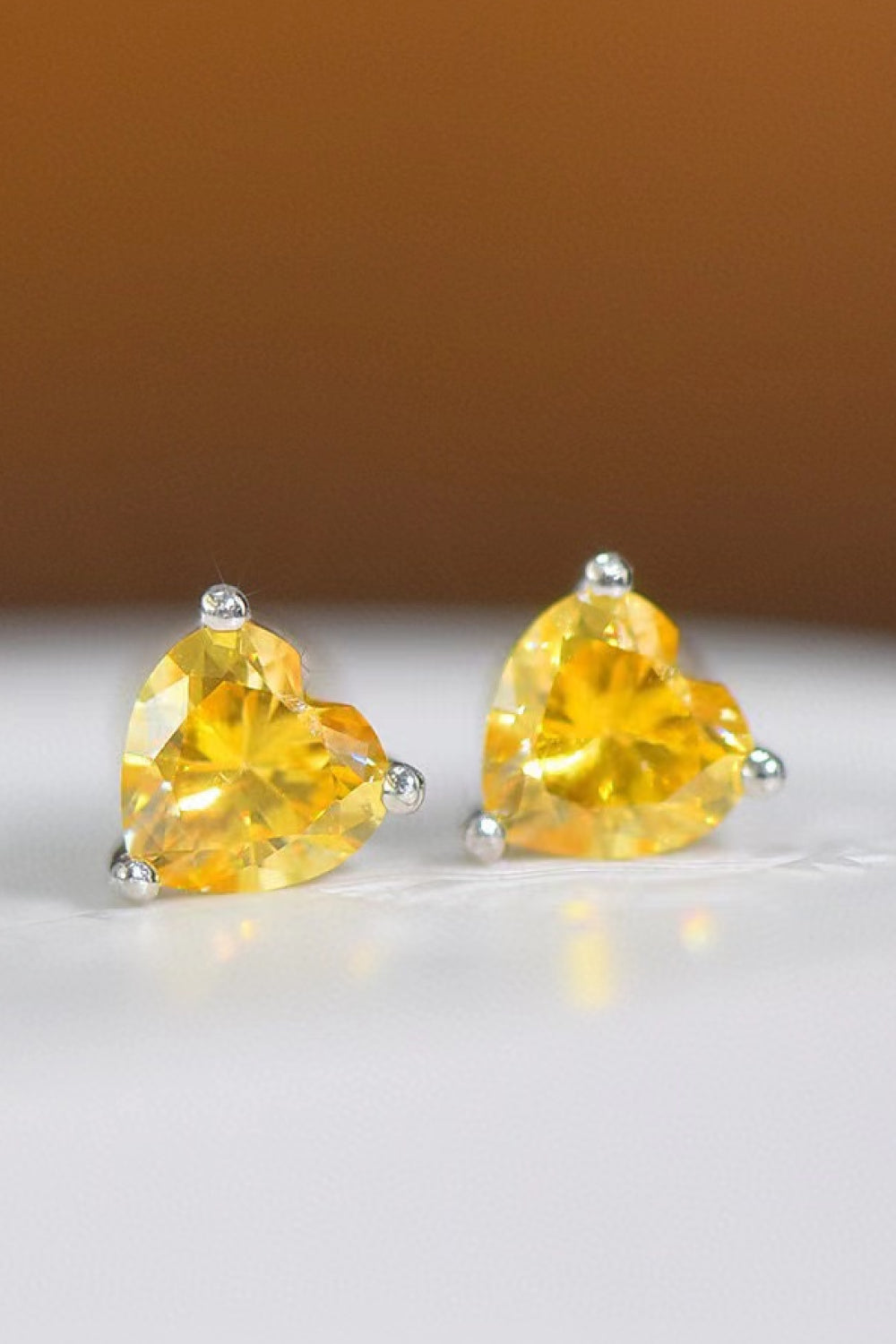 2 Carat Yellow Heart Moissanite Platinum-Plated Earrings - Undeniably LUXE
