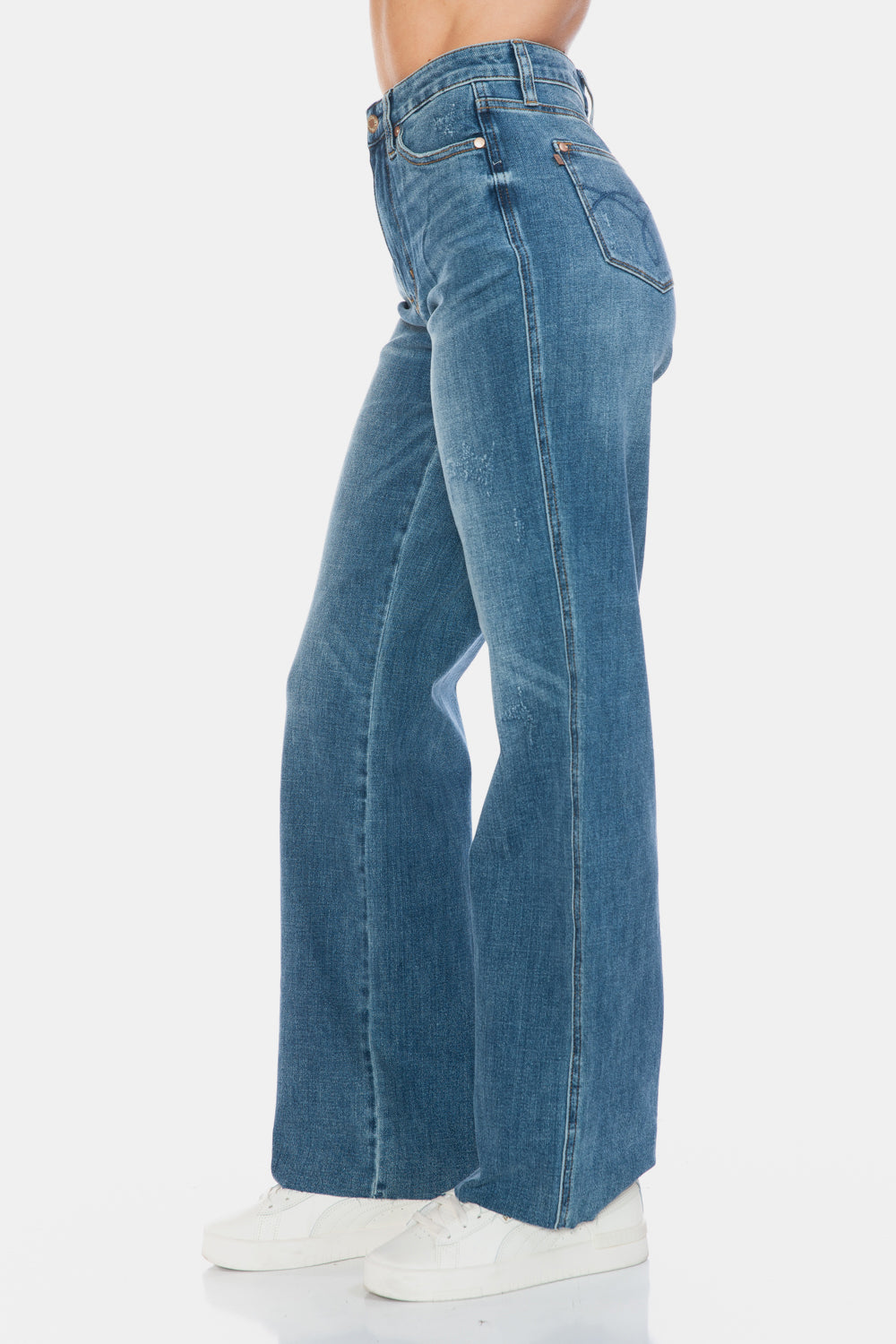 Judy Blue Full Size Tummy Control Cut Raw Hem Straight Jeans - Undeniably LUXE