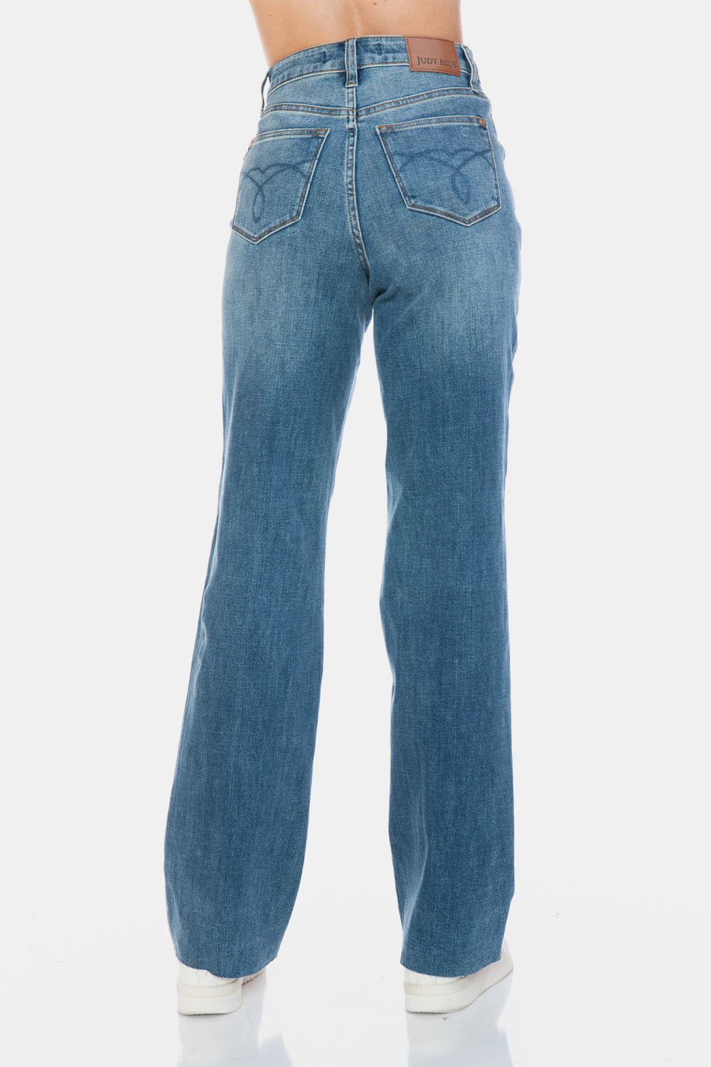 Judy Blue Full Size Tummy Control Cut Raw Hem Straight Jeans - Undeniably LUXE