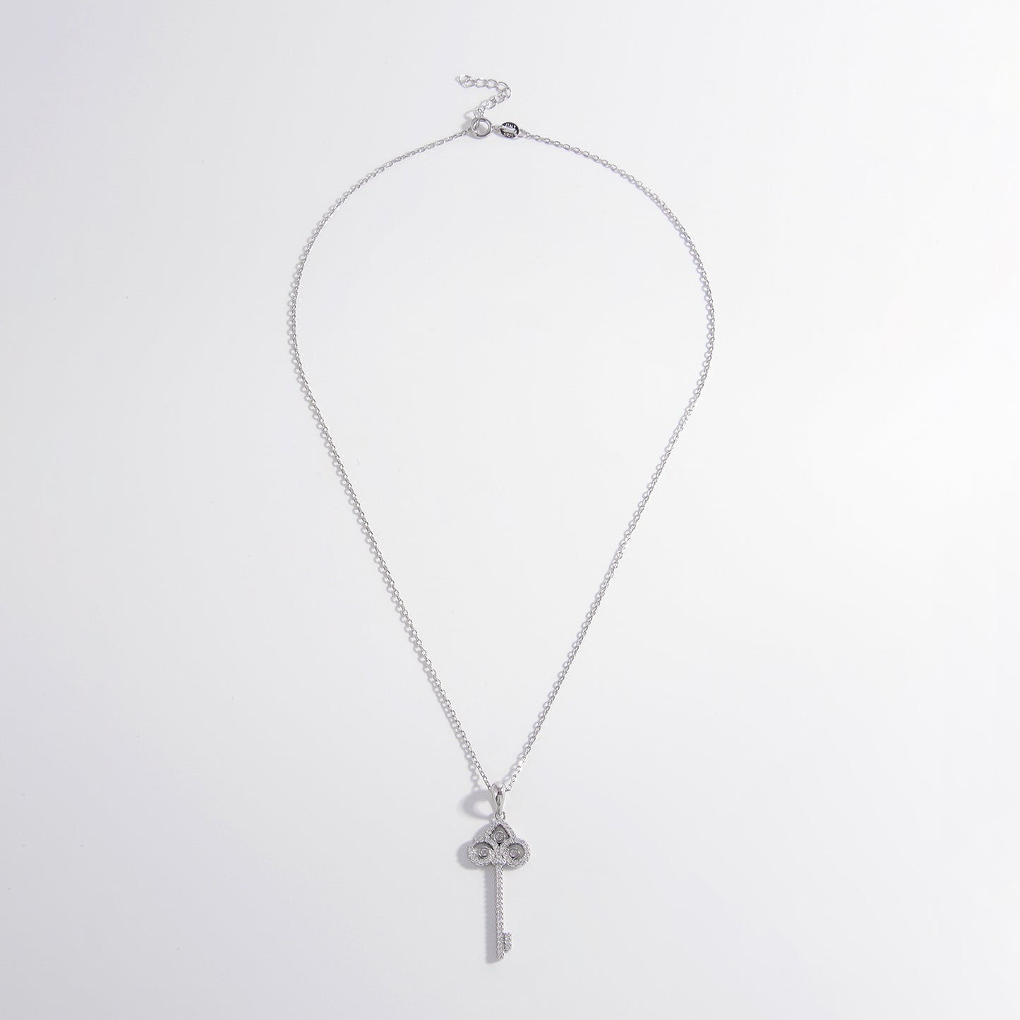 Sterling Silver Key Shape Necklace - Undeniably LUXE