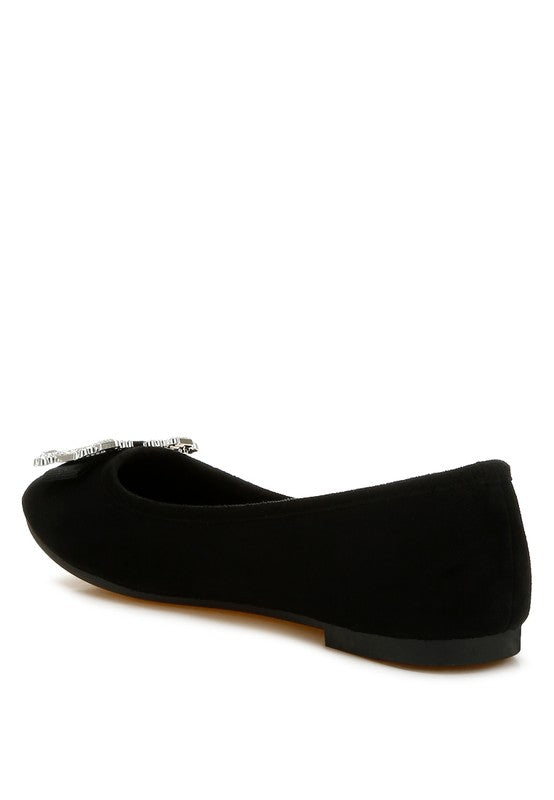 Pretty Rhinestone Buckle Detail Ballerinas - Undeniably LUXE