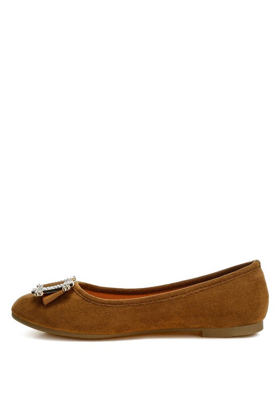 Pretty Rhinestone Buckle Detail Ballerinas - Undeniably LUXE