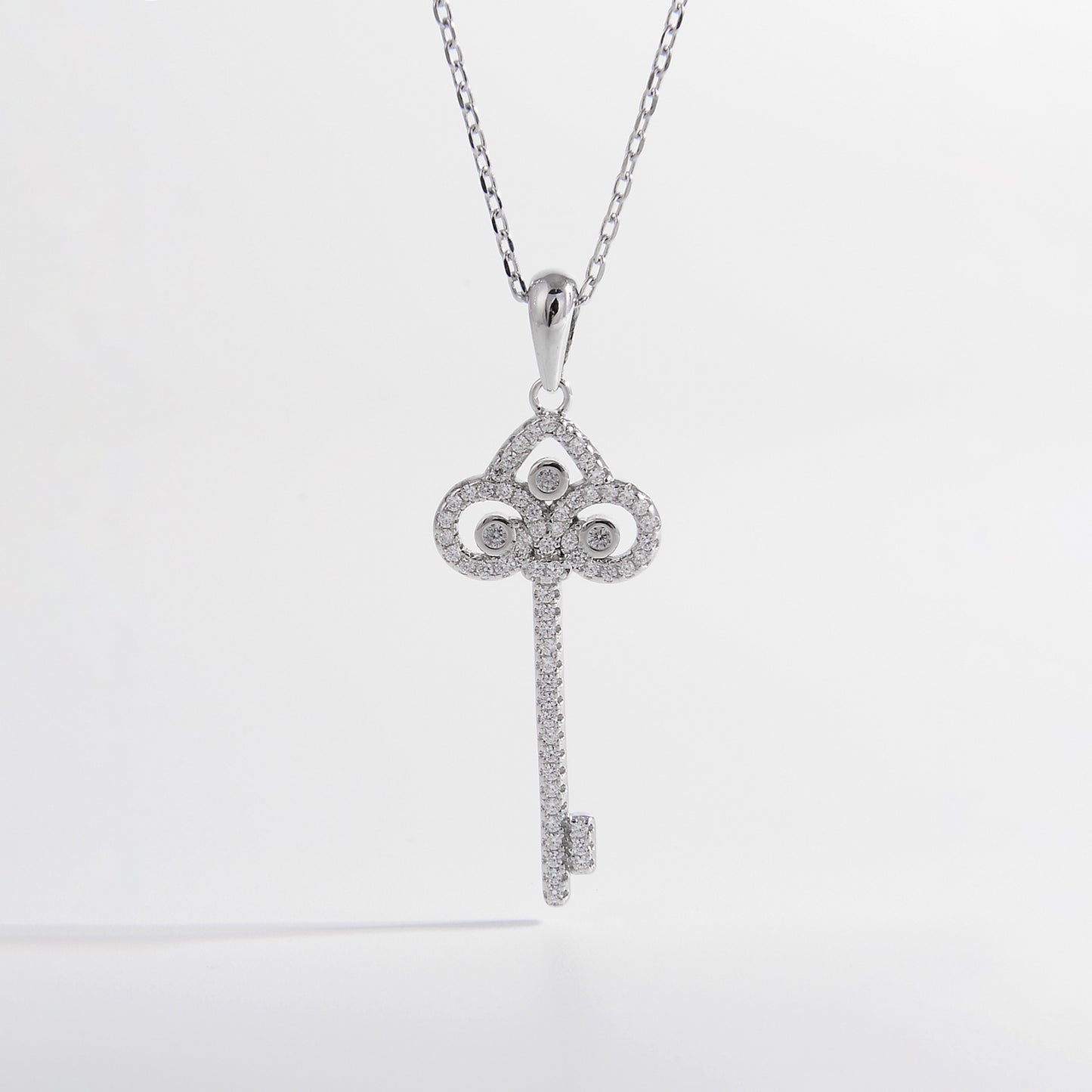 Sterling Silver Key Shape Necklace - Undeniably LUXE