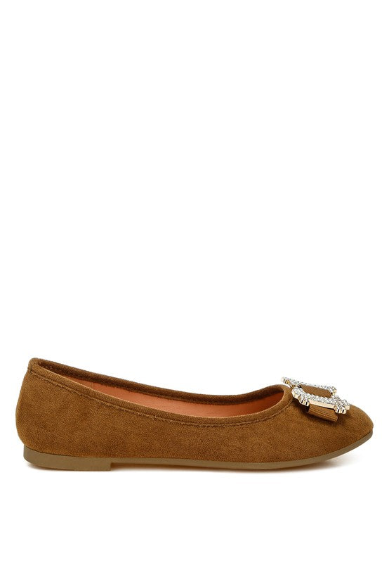 Pretty Rhinestone Buckle Detail Ballerinas - Undeniably LUXE