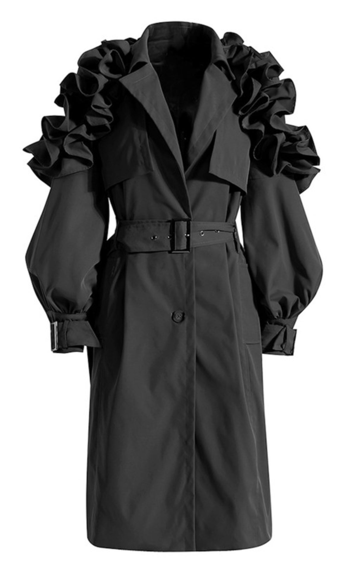 Ruffle Trim Trench - Undeniably LUXE