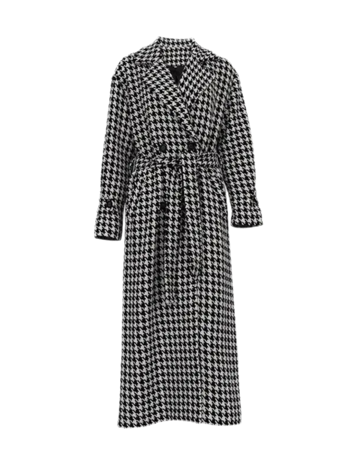 Long Sleeves Loose Houndstooth Trench Coat