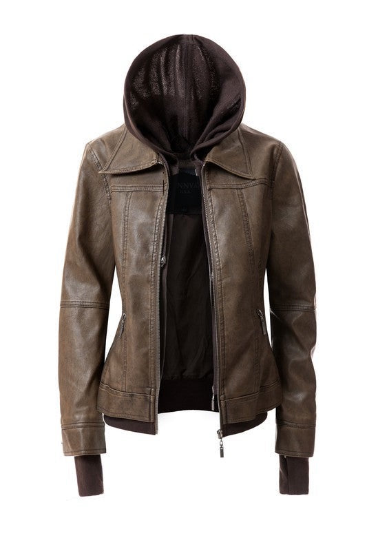 Hooded Leather Jacket - Undeniably LUXE