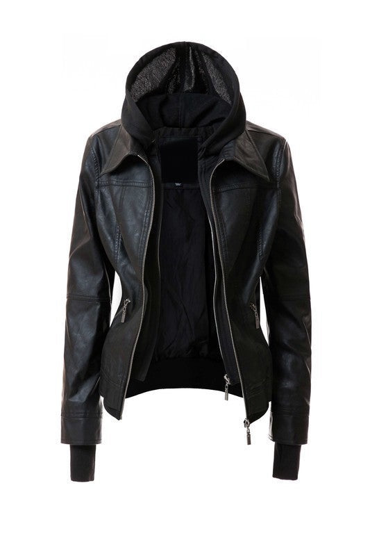 Hooded Leather Jacket - Undeniably LUXE