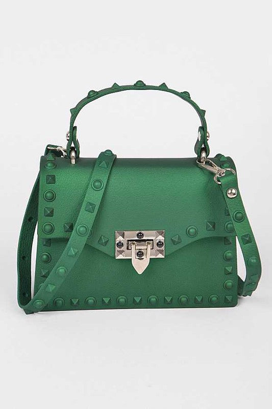 Tonal Studded Top Handle Swing Bag - Undeniably LUXE