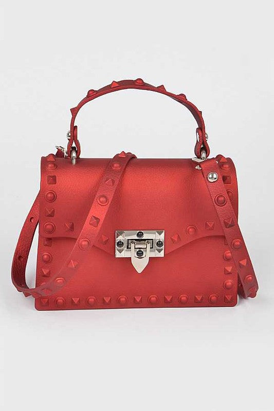 Tonal Studded Top Handle Swing Bag - Undeniably LUXE