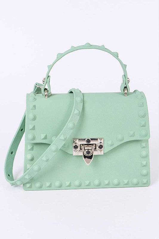 Tonal Studded Top Handle Swing Bag - Undeniably LUXE