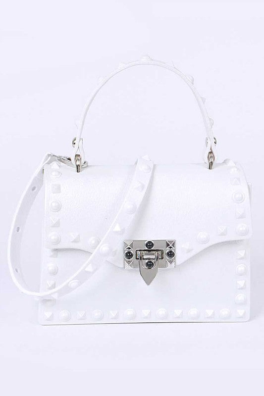 Tonal Studded Top Handle Swing Bag - Undeniably LUXE