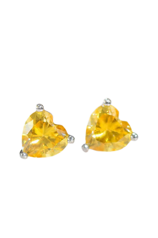 2 Carat Yellow Heart Moissanite Platinum-Plated Earrings