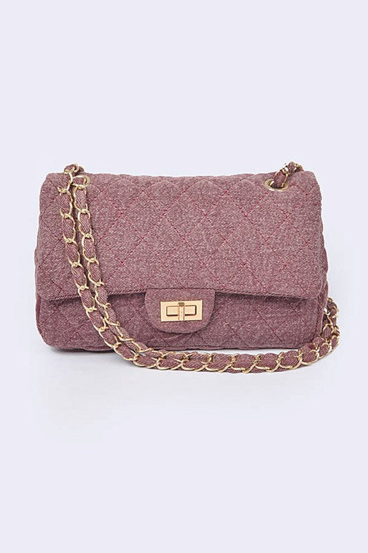 Denim Quilted Convertible Shoulder Bag - Undeniably LUXE