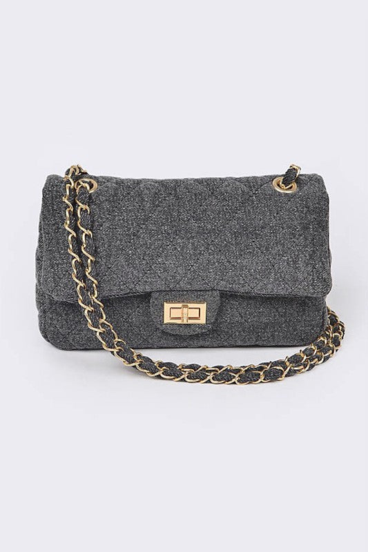 Denim Quilted Convertible Shoulder Bag - Undeniably LUXE
