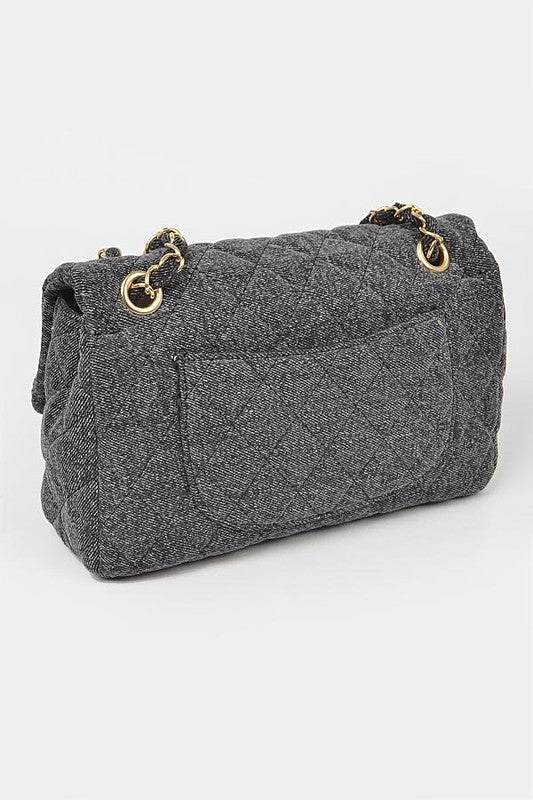 Denim Quilted Convertible Shoulder Bag - Undeniably LUXE